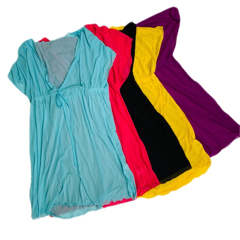 Deep V-neck Bikini Cover Up Plum Purple - Picture 8 of 8